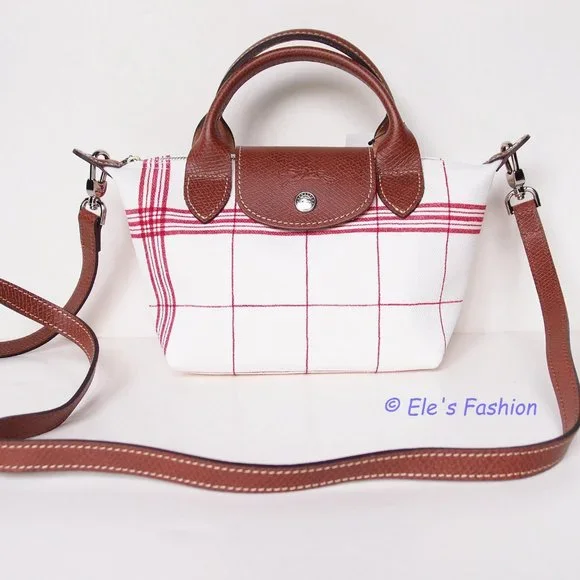 ❤️ NWT LONGCHAMP Le Pliage XS Canvas Crossbody Satchel Bag Torchon RED AUTHENTIC - Picture 7 of 16